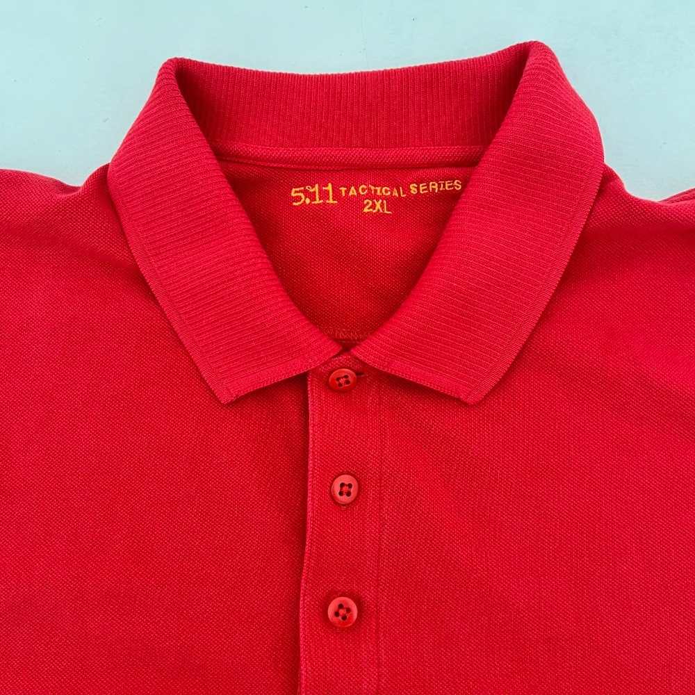 5.11 Tactical Series Mens Size 2XL Polo Shirt Red Short Sleeve Collared Outdoor - Picture 2 of 8